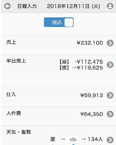 日報入力画面